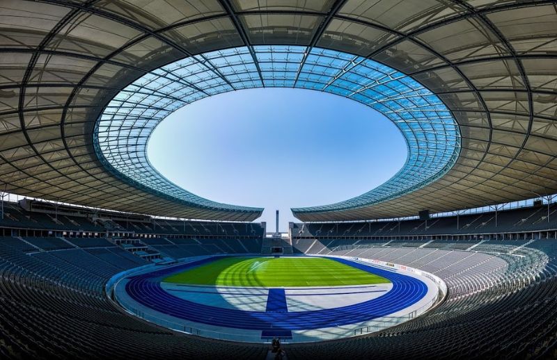 Construcción completada estadio con eps en vista panoramica